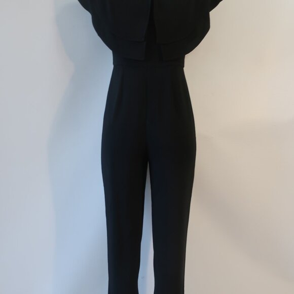 Women Intermix Mae Black Crepe Ruffled Off-The Shoulder Jumpsuit 2 - Picture 12 of 16